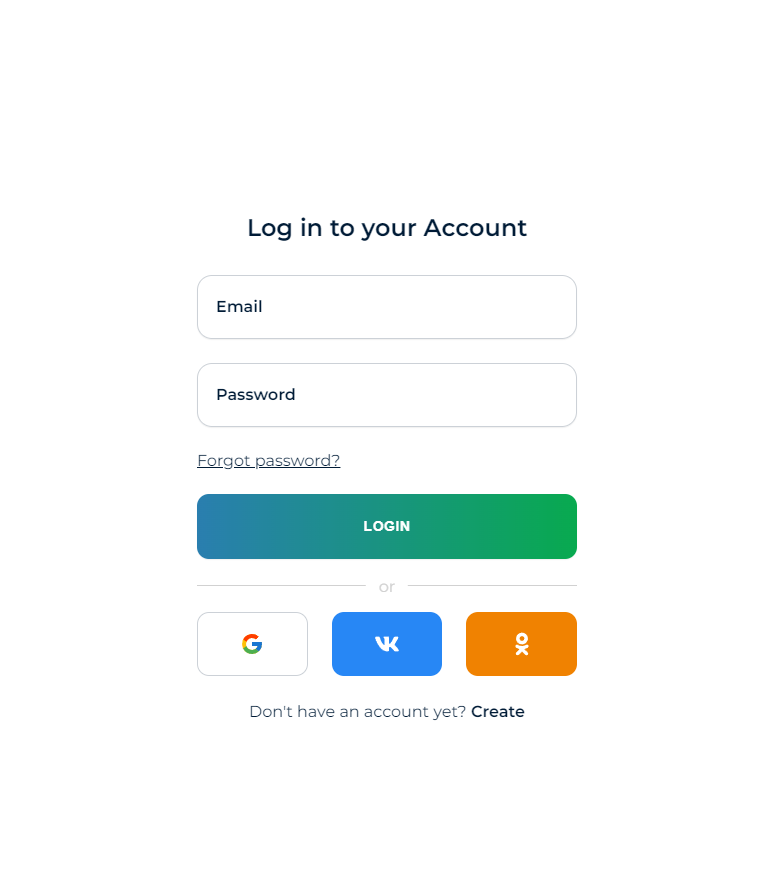 Binarium login form